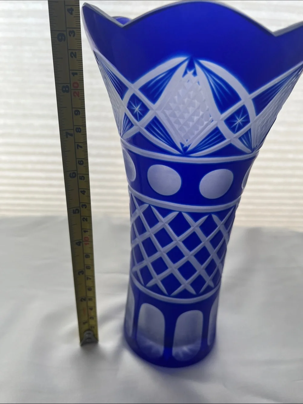 Cobalt Blue Cut Crystal Vase - Elegant Home Accent 9